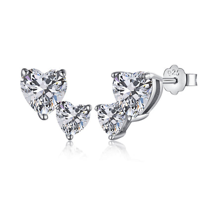 [Perla Lux]Double Heart-Shape Classic Princess Style Earrings
