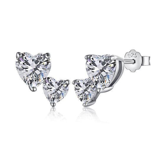 [Perla Lux]Double Heart-Shape Classic Princess Style Earrings