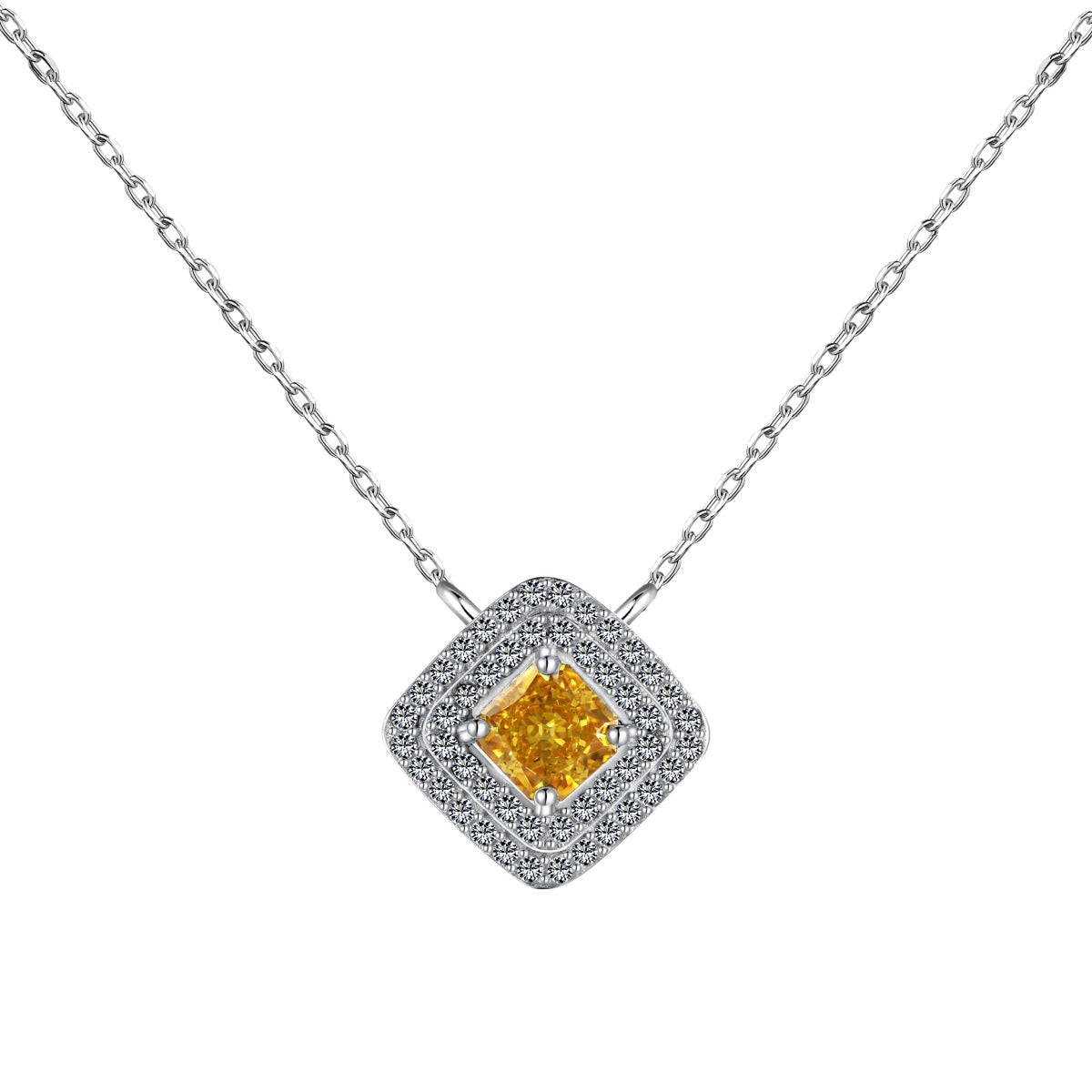 [Perla Lux]Sparkling Asscher Cut Necklace