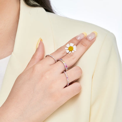 [Perla Lux]Ornate Colorful Round Cut Tennis Ring