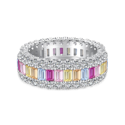 [Perla Lux]Dainty Colorful Radiant Cut Daily Ring