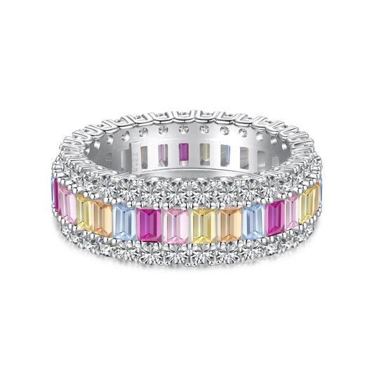[Perla Lux]Dainty Colorful Radiant Cut Daily Ring