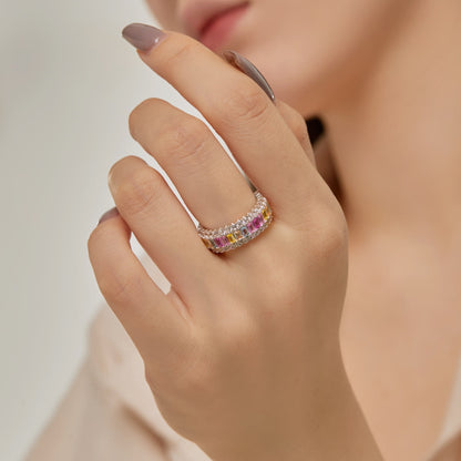 [Perla Lux]Dainty Colorful Radiant Cut Daily Ring