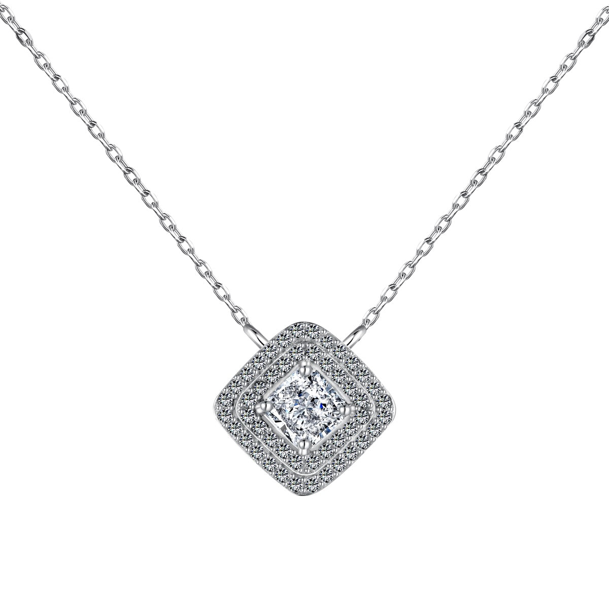 [Perla Lux]Sparkling Asscher Cut Necklace