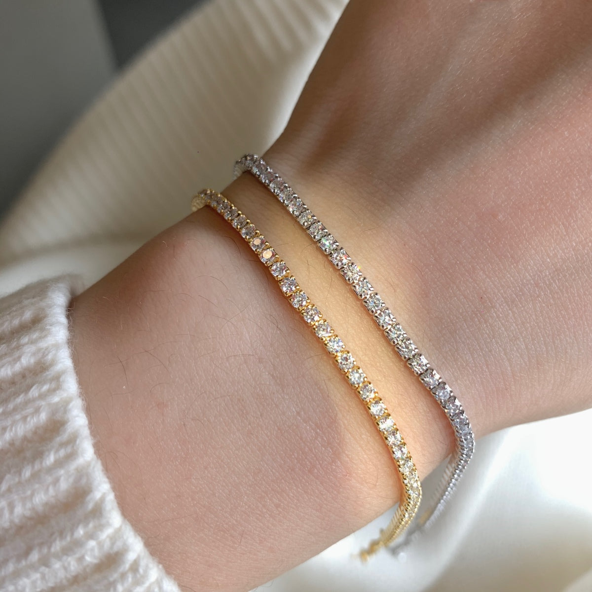 [Perla Lux]Radiant Shinning Princess Cut Tennis Bracelet