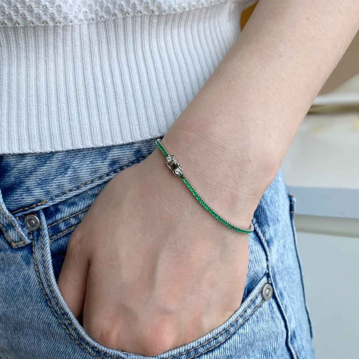 [Perla Lux]Dazzling Colorful Round Cut Daily Bracelet