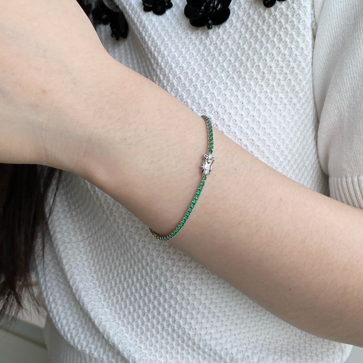 [Perla Lux]Dazzling Colorful Round Cut Daily Bracelet