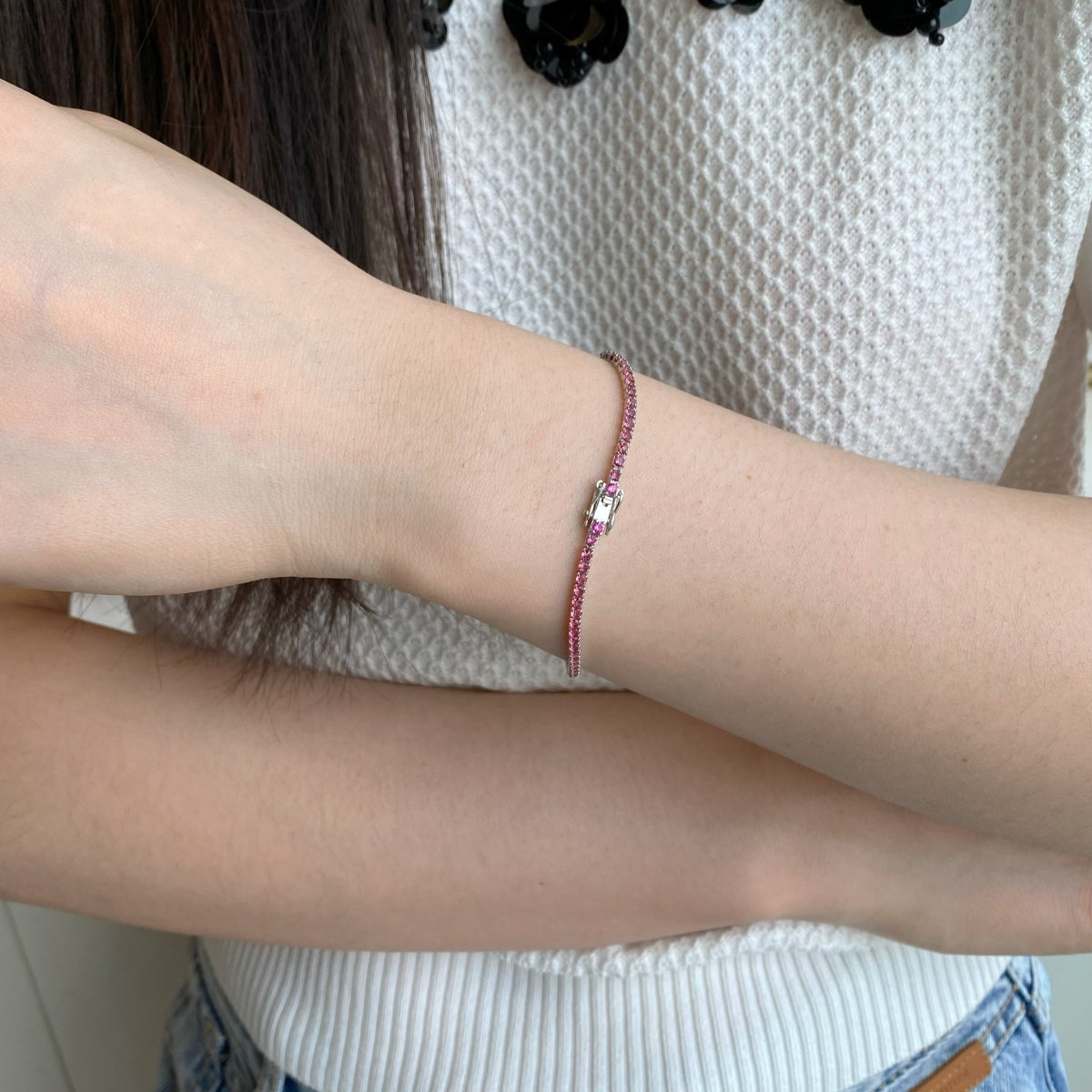 [Perla Lux]Dazzling Colorful Round Cut Daily Bracelet