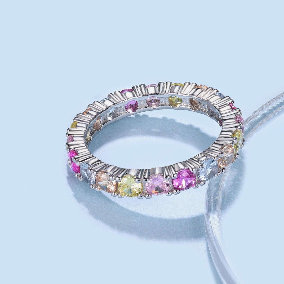 [Perla Lux]Dazzling Lustrous Round Cut Tennis Ring