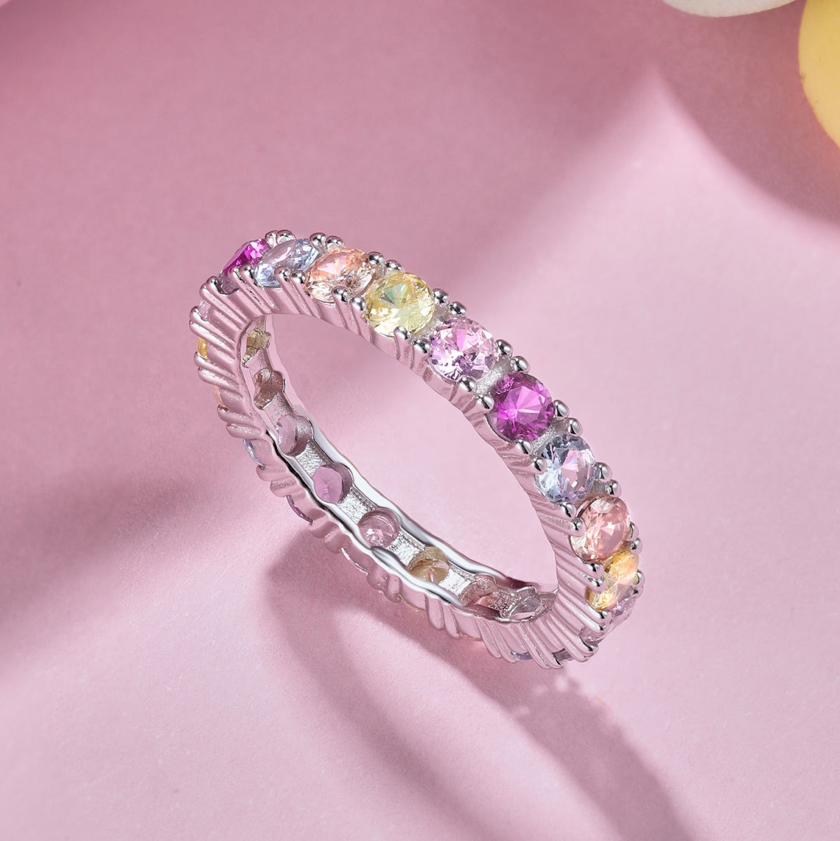 [Perla Lux]Dazzling Lustrous Round Cut Tennis Ring