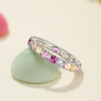[Perla Lux]Dazzling Lustrous Round Cut Tennis Ring