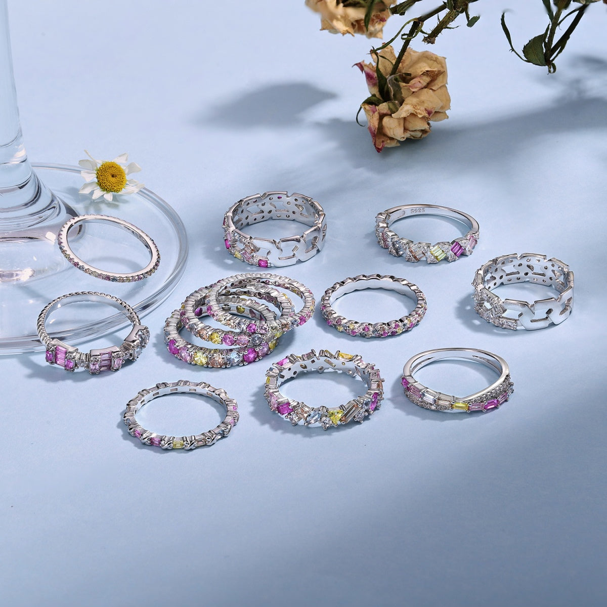 [Perla Lux]Dazzling Lustrous Round Cut Tennis Ring