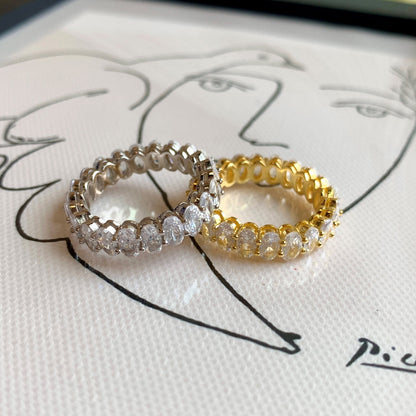 [Perla Lux]Ornate Oval Cut Tennis Ring