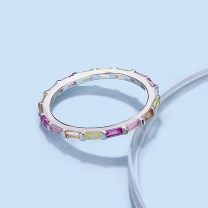 [Perla Lux]Exquisite Multicolored Emerald Cut Daily Ring