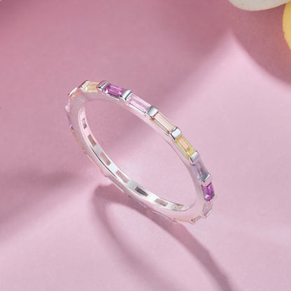[Perla Lux]Exquisite Multicolored Emerald Cut Daily Ring