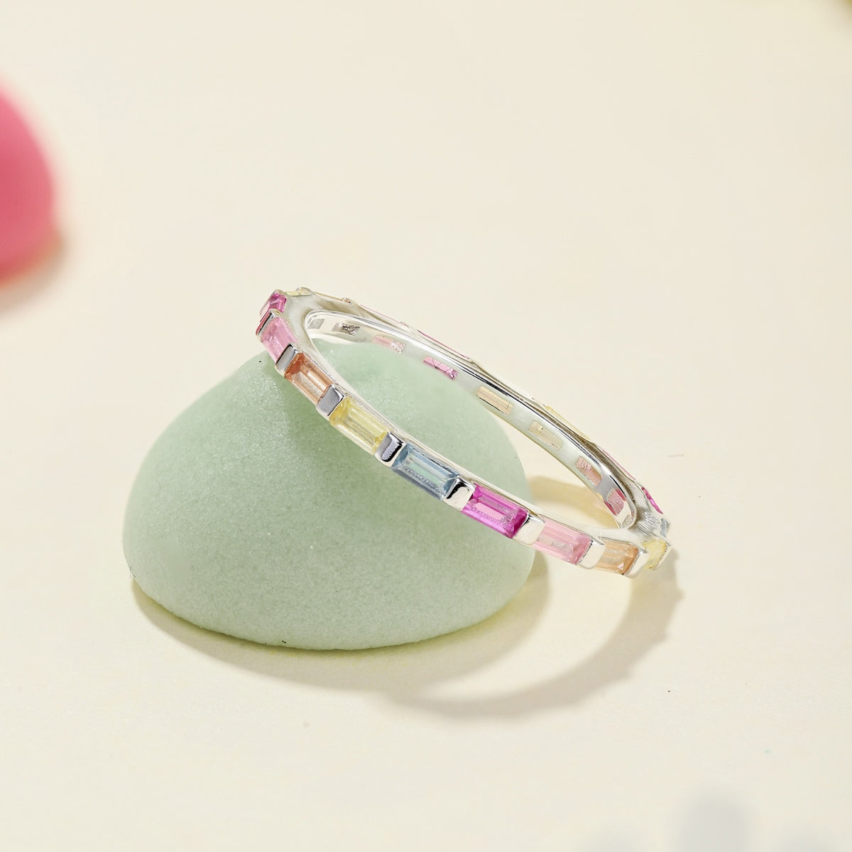 [Perla Lux]Exquisite Multicolored Emerald Cut Daily Ring