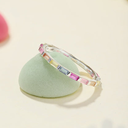 [Perla Lux]Exquisite Multicolored Emerald Cut Daily Ring