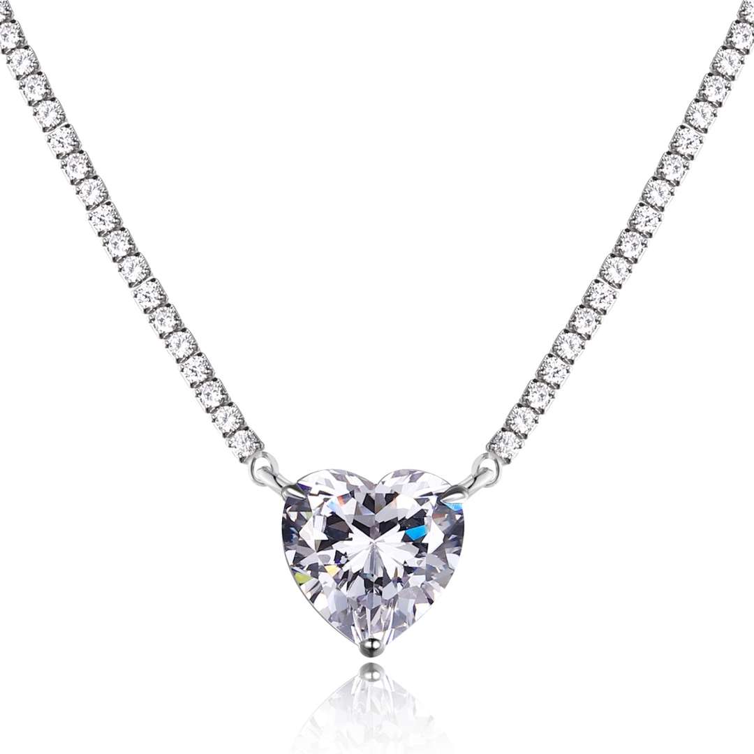 [Perla Lux]8.0 Carat Versatile Colorful Sweet Heart-Shaped Tennis Necklace