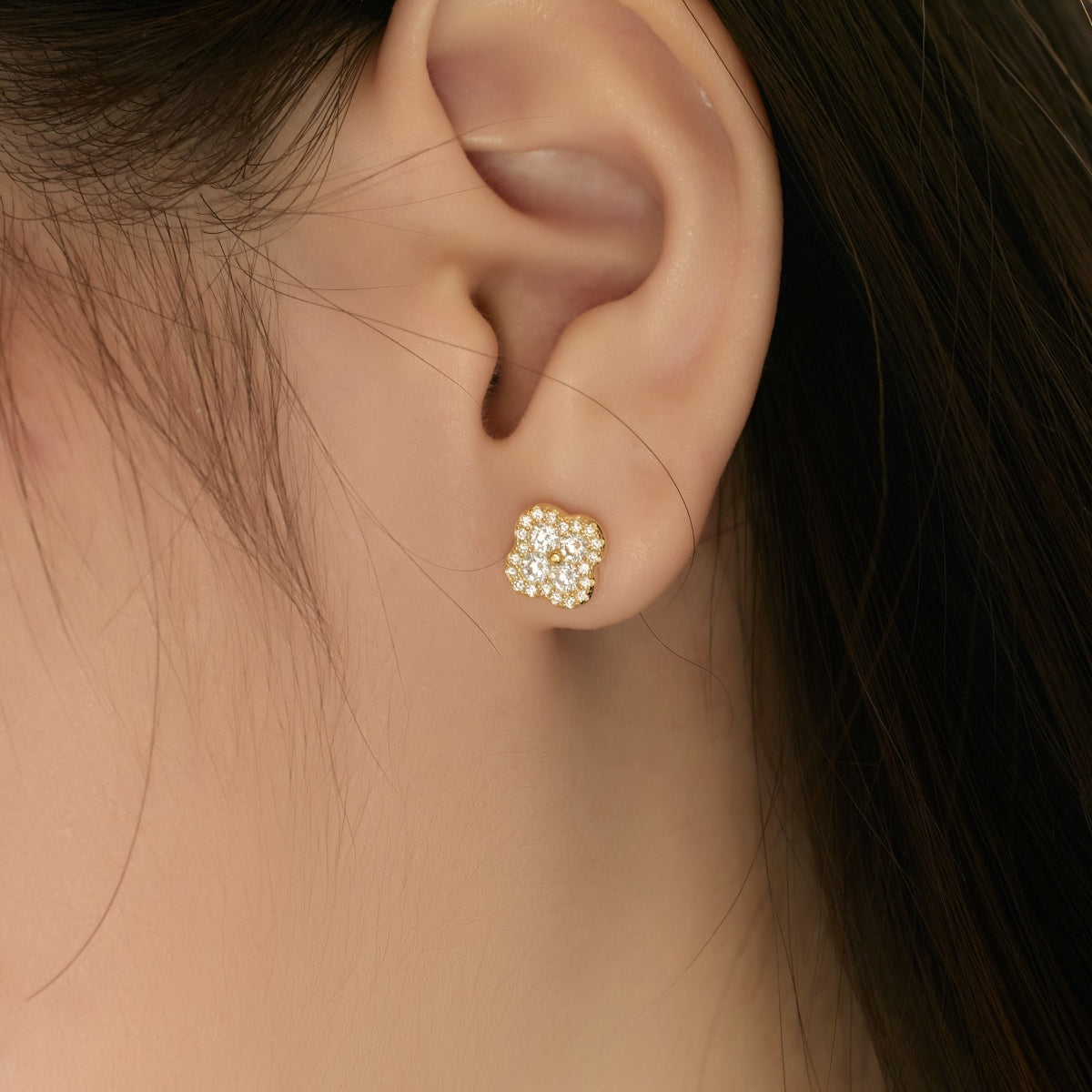 [Perla Lux]Four-Leaf Clover Flower Shaped Earrings