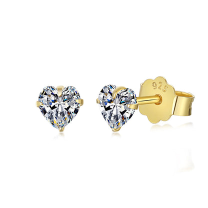 [Perla Lux]Sparkling Heart Shaped Simple Earrings