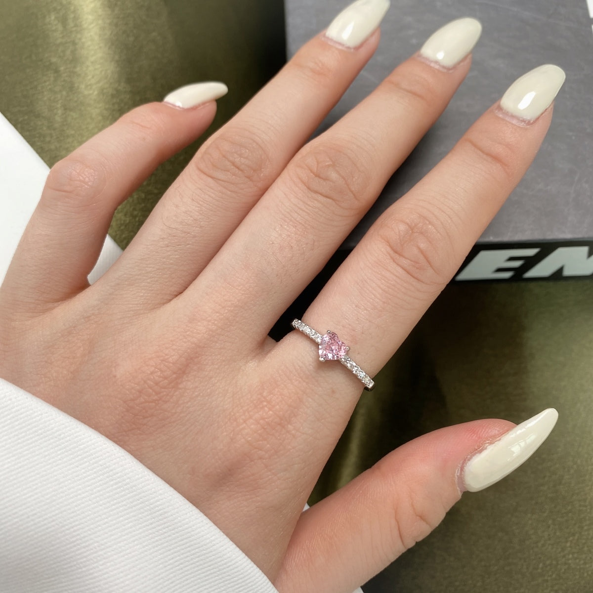 [Perla Lux]0.5 Carat CaratEternity Charming Heart Shape Lover Ring