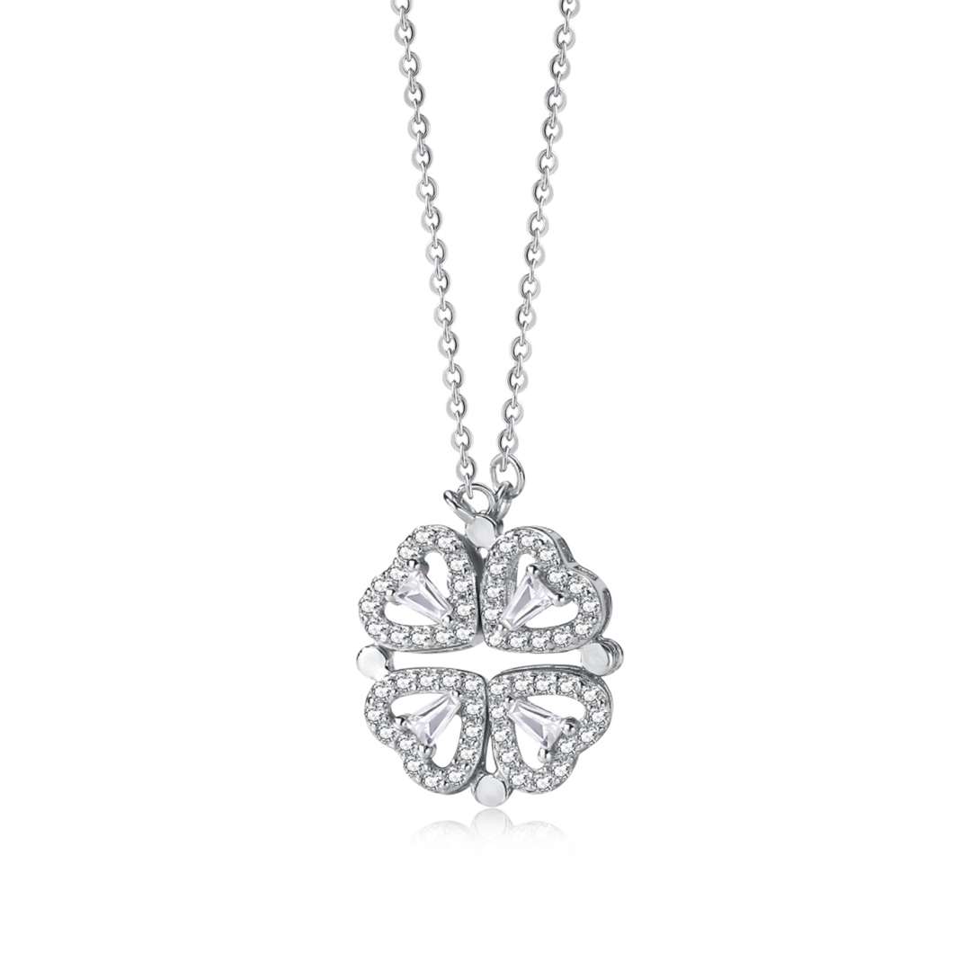 [Perla Lux]Ornate Heart Cut Flower Shape Necklace