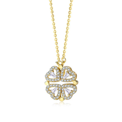 [Perla Lux]Ornate Heart Cut Flower Shape Necklace