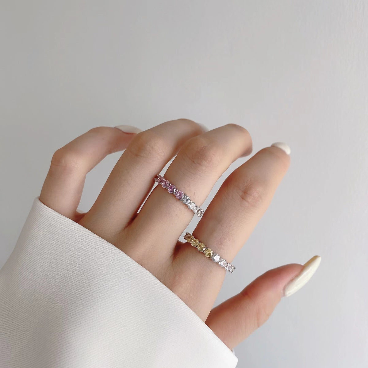 [Perla Lux]Sparkling Round Cut Tennis Ring