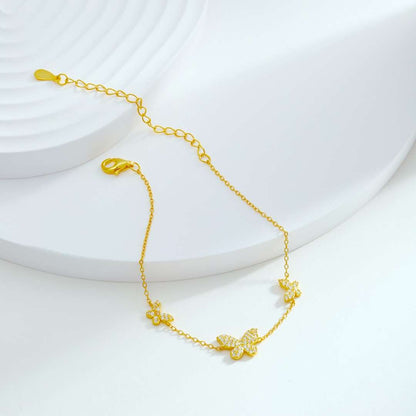 [Perla Lux]Delicate Butterfly Pendant Bracelet