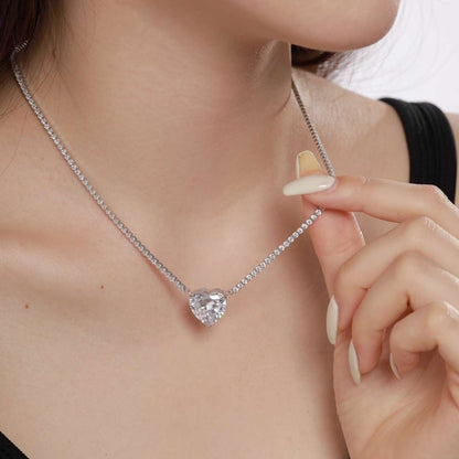 [Perla Lux]8.0 Carat Versatile Colorful Sweet Heart-Shaped Tennis Necklace