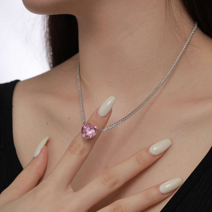 [Perla Lux]8.0 Carat Versatile Colorful Sweet Heart-Shaped Tennis Necklace