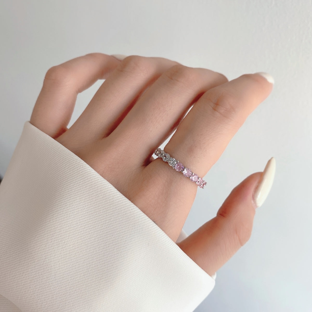 [Perla Lux]Sparkling Round Cut Tennis Ring
