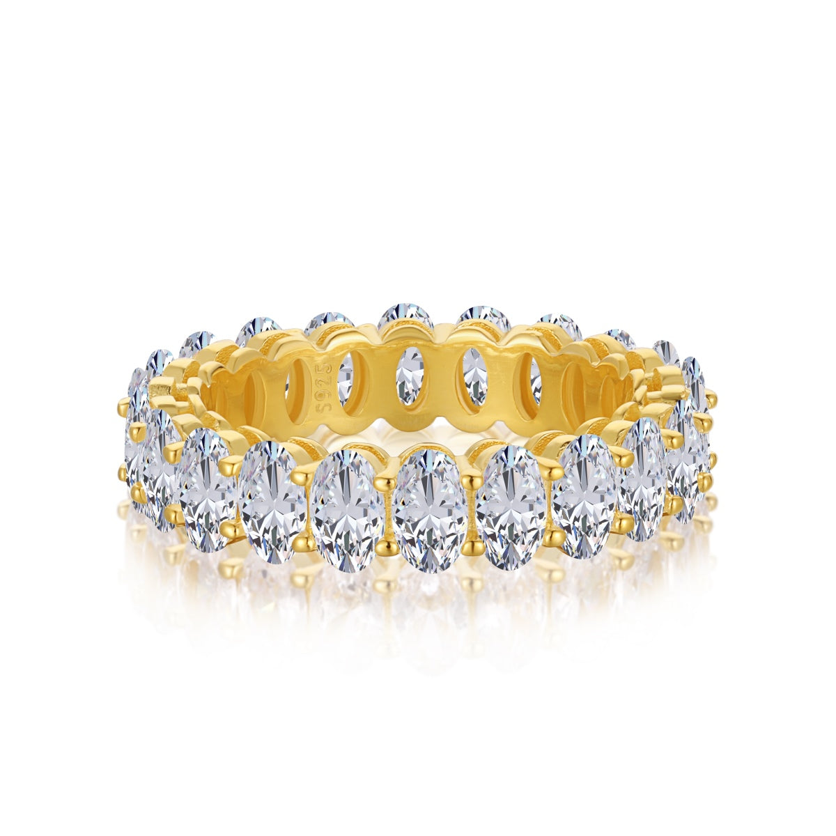 [Perla Lux]Ornate Oval Cut Tennis Ring