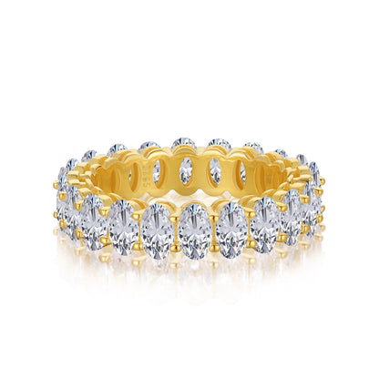 [Perla Lux]Ornate Oval Cut Tennis Ring