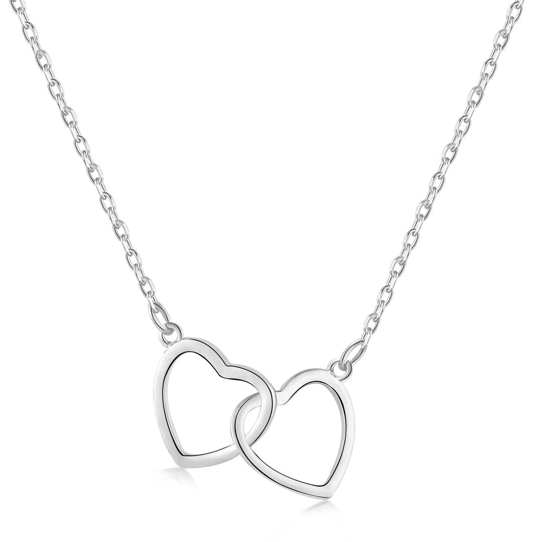 [Perla Lux]Sterling Silver Love Double Ring Necklace