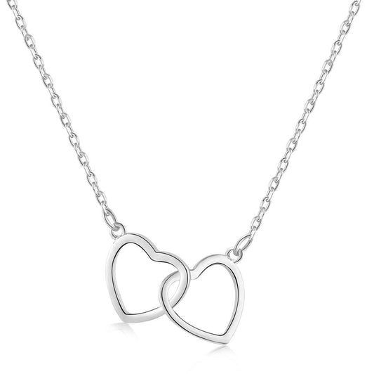 [Perla Lux]Sterling Silver Love Double Ring Necklace