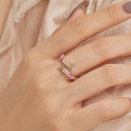 [Perla Lux]Charming Colorful Radiant Cut Adjustable Daily Ring