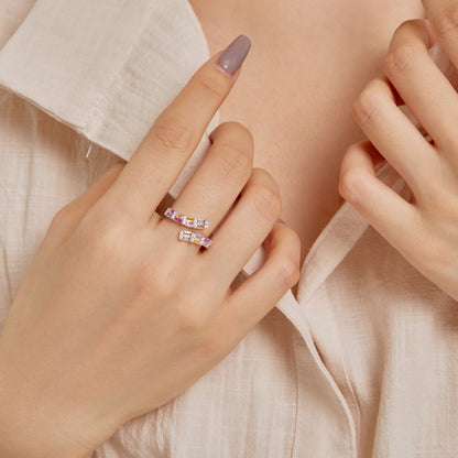 [Perla Lux]Charming Colorful Radiant Cut Adjustable Daily Ring