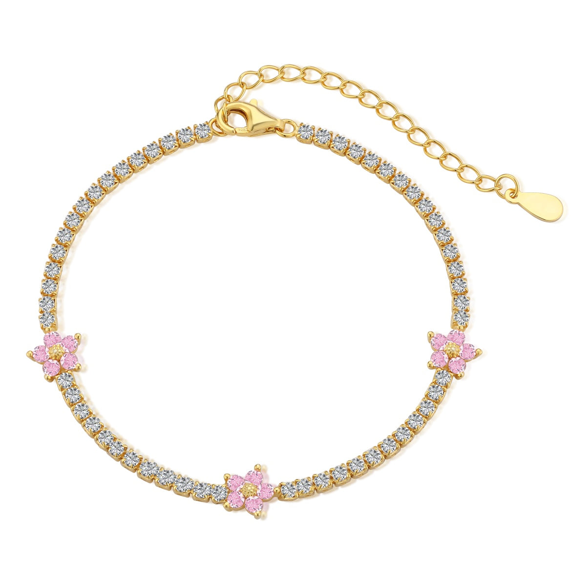 [Perla Lux]Sparkling Flower Shape Tennis Bracelet