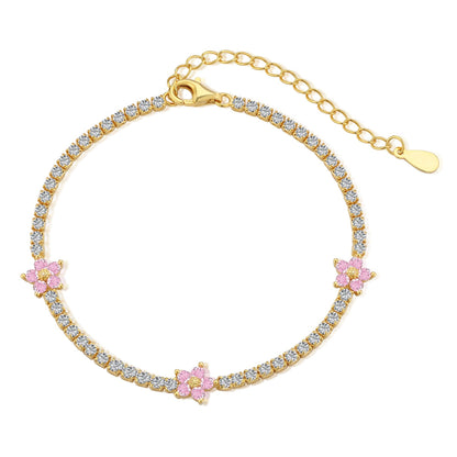 [Perla Lux]Sparkling Flower Shape Tennis Bracelet