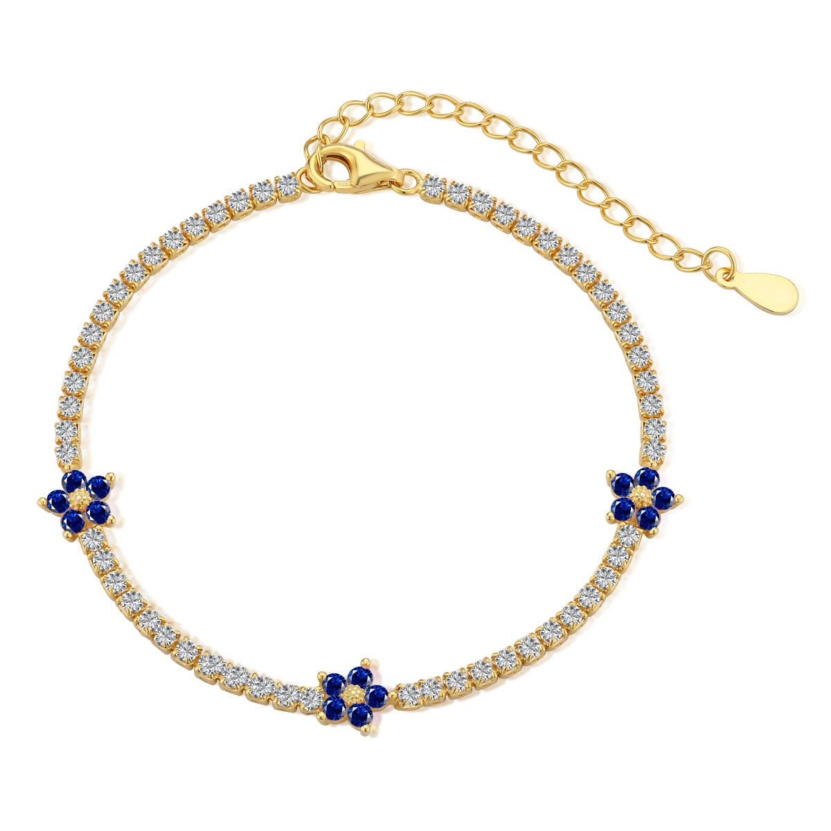 [Perla Lux]Sparkling Flower Shape Tennis Bracelet