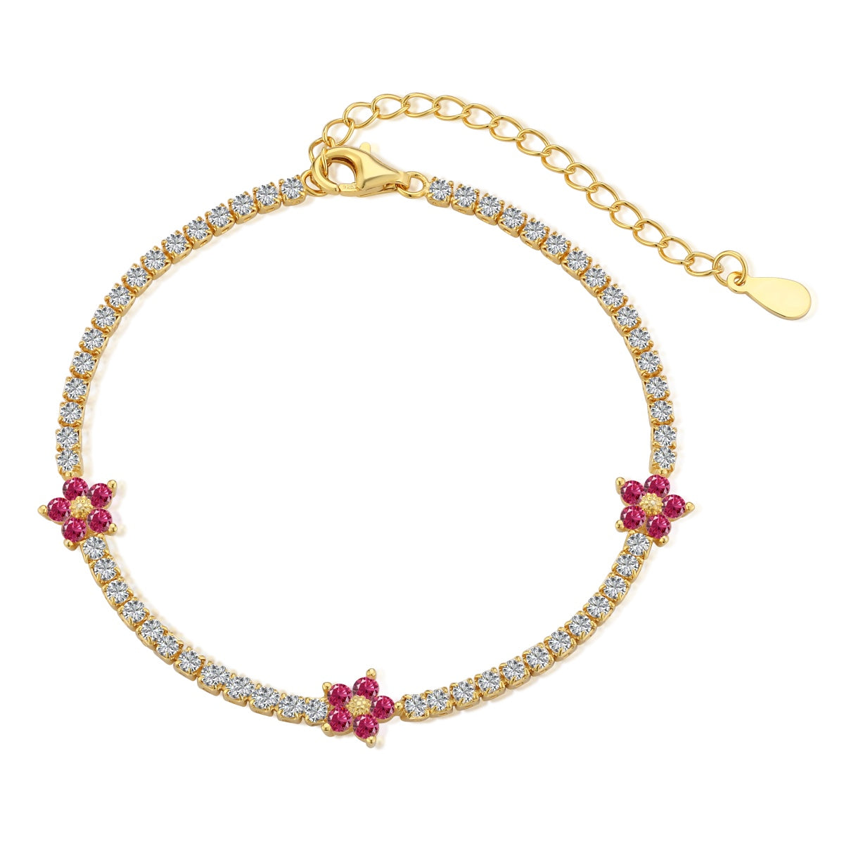 [Perla Lux]Sparkling Flower Shape Tennis Bracelet