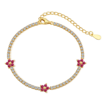 [Perla Lux]Sparkling Flower Shape Tennis Bracelet