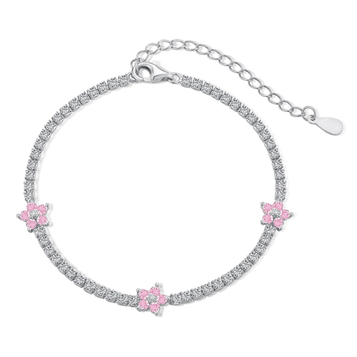 [Perla Lux]Sparkling Flower Shape Tennis Bracelet