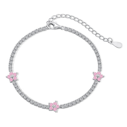 [Perla Lux]Sparkling Flower Shape Tennis Bracelet