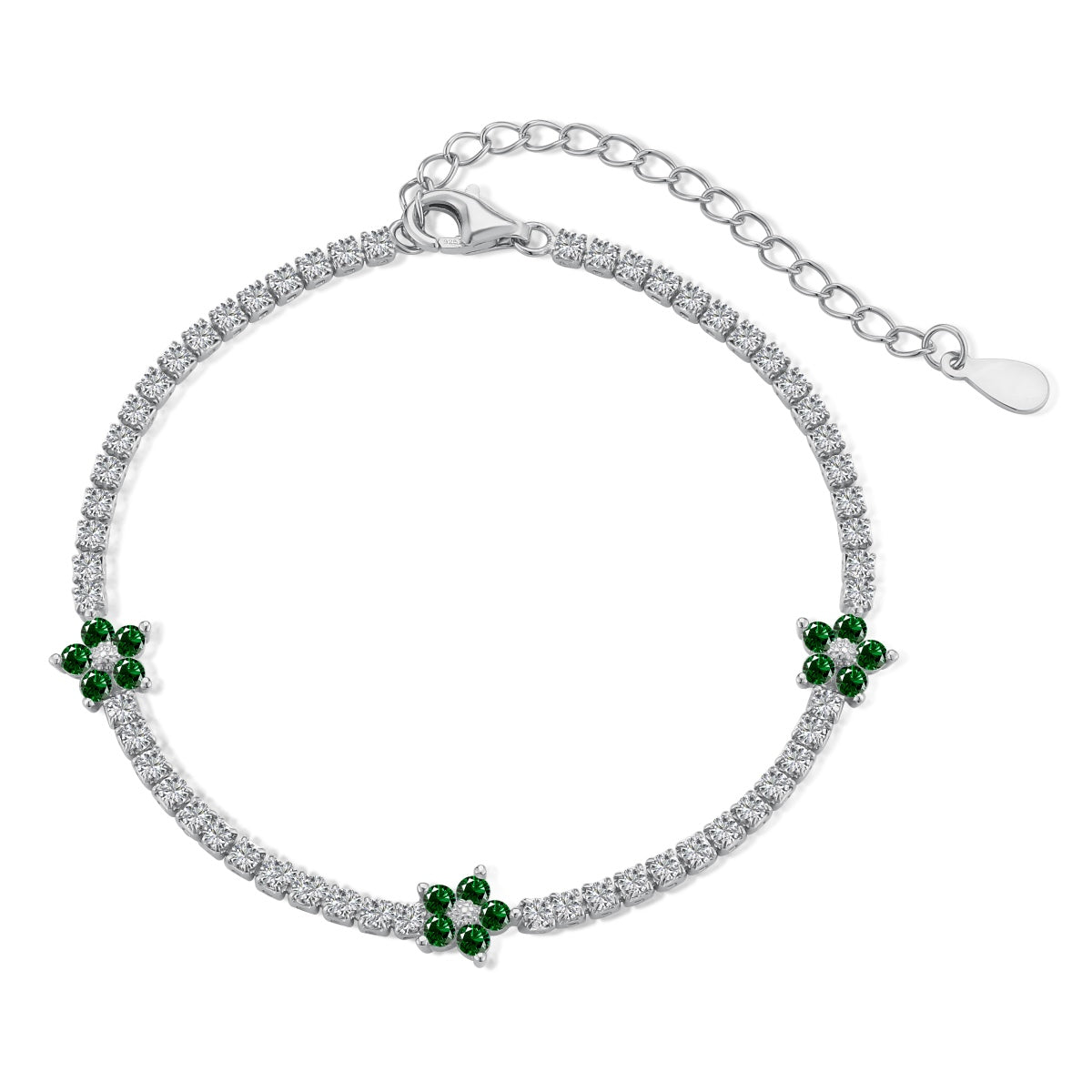 [Perla Lux]Sparkling Flower Shape Tennis Bracelet