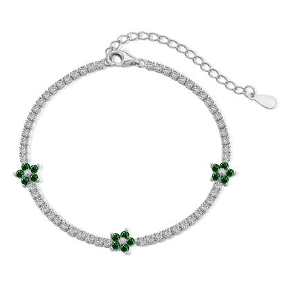 [Perla Lux]Sparkling Flower Shape Tennis Bracelet