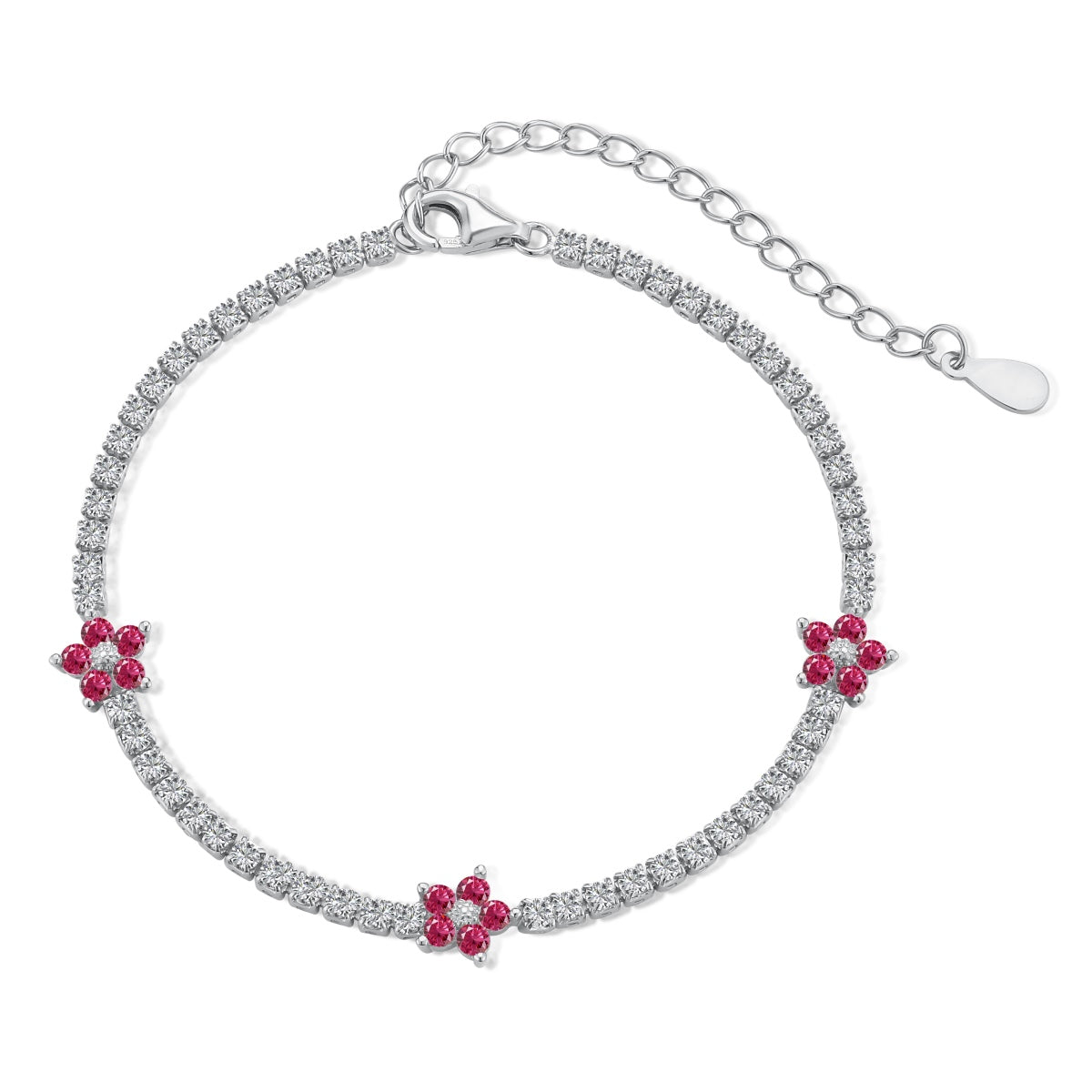 [Perla Lux]Sparkling Flower Shape Tennis Bracelet