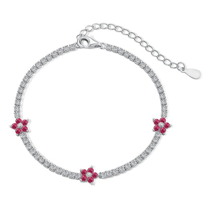 [Perla Lux]Sparkling Flower Shape Tennis Bracelet