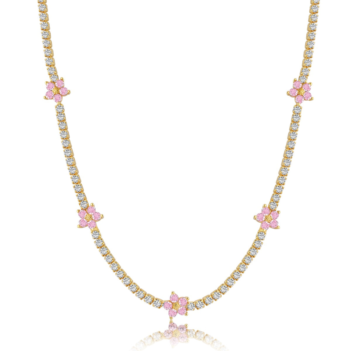 [Perla Lux]Luxurious Colorful Flower Tennis Necklace